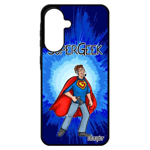 Coque Silicone Pour Samsung A56 5g Super Geek Jeux Video Metal Caoutchouc Pas Cher Telephone Antichoc Humour Gamer Heros 4g Bleu Pour Galaxy