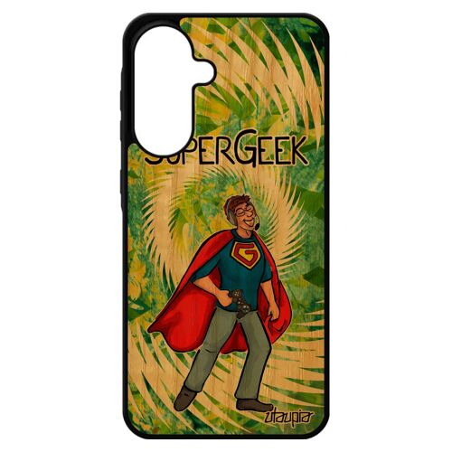 Coque Pour Samsung A56 5g Bois Silicone Super Geek Texte Pas Cher Comics Nerd Heros Gamer Jeux Video Bd Humour Comique Rigide Vert Pour Galaxy
