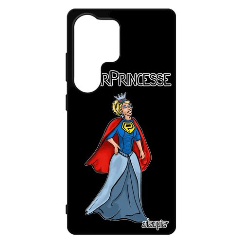 Coque Pour Samsung S25 Ultra Silicone Super Princesse Comics Humour Tpu Telephone Design Noir Sm-S938b/Ds Cadeau D'anniversaire De Pour Galaxy