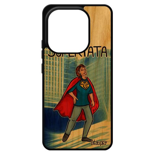 Coque Silicone Super Tata Pour Redmi Note 14 4g Europe En Bois Humour Noir Drole Tante Enfant Heros Tpu Comique Antichoc Bleu Pour Xiaomi