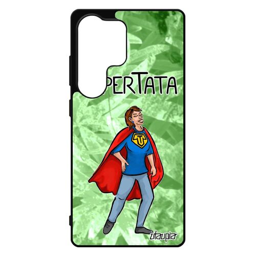 Coque Super Tata Pour Samsung Galaxy S25 Ultra Silicone Cover Naissance Fille Housse Tante Vert Texte Bd Humour Comics 4g Case Comique De