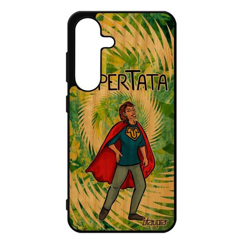 Coque Pour Samsung S25 En Bois Silicone Super Tata Housse Vert Comics Original Cadeau De Noel Humour Comique Noir Drole Tante Pour Galaxy