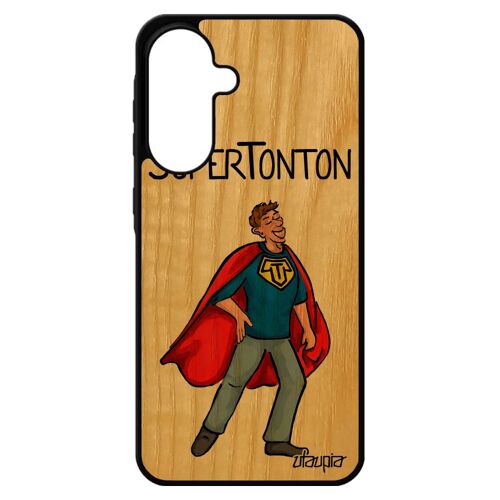 Coque Silicone Antichoc Pour A56 5g En Bois Super Tonton Texte Personnalis¿ Pas Cher Drole De Protection Humour Oncle Pour Samsung Galaxy