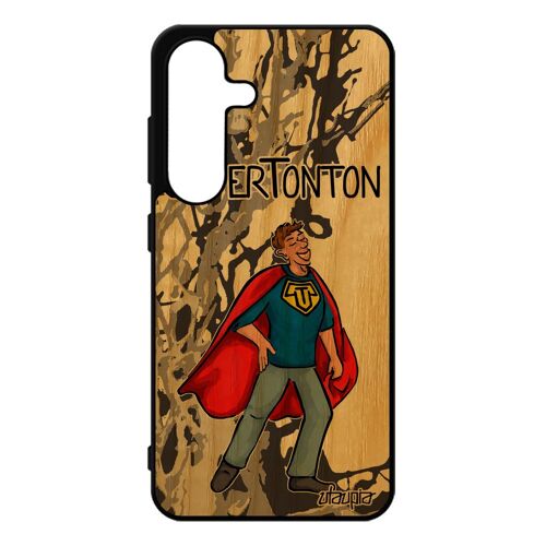 Coque Pour Samsung S25 En Bois Silicone Super Tonton Housse Original Drole Dessin De Protection Personnalis¿ Bebe Heros Gris Pour Galaxy