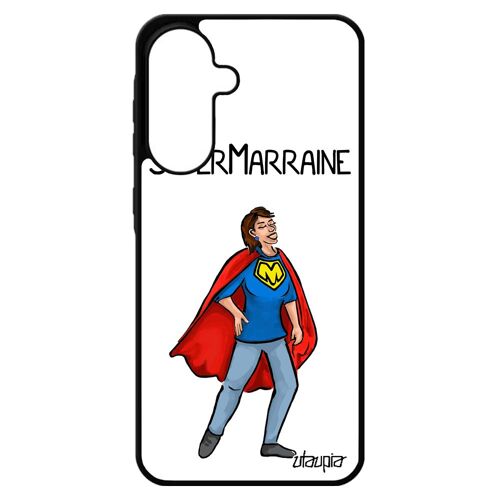 Coque Pour Galaxy A56 5g Silicone Super Marraine Cover Enfant Housse Case Blanc Humour Dessin Texte Heros 4g Comics Drole Comique Pour Samsung