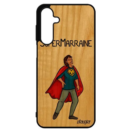 Coque Bois A16 4g 5g Silicone Super Marraine Bande Dessin¿E Comics Rouge 4g Heros Case Texte Antichoc Made In France Pour Samsung Galaxy