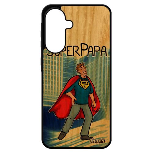 Coque Bois Pour A56 5g Silicone Super Papa Drole Bleu 4g Comique Antichoc Tpu Bande Dessin¿E Design Texte Telephone Pour Samsung Galaxy