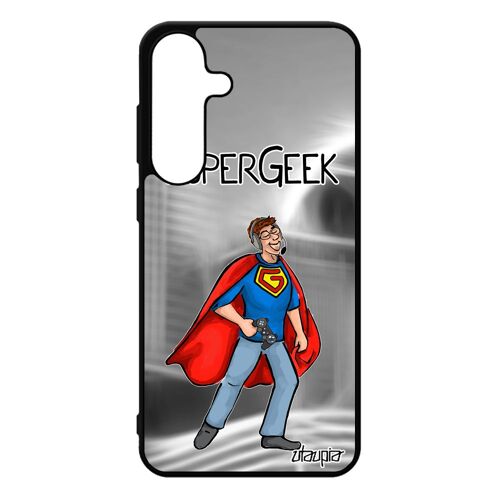 Coque Pour Samsung S25+ Plus En Silicone Super Geek Play Bumper Humoristique Gamer Console Portable Jeux Video Texte Heros Rigide Pour Galaxy