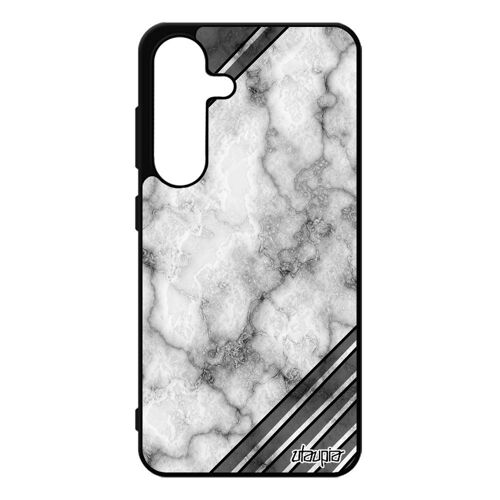 Coque Antichoc Pour Samsung Galaxy S25 Silicone Marbre Granite Geometrie 4g Jolie Motif Noir Moderne Effet Pierre Gris Solide Tpu Design