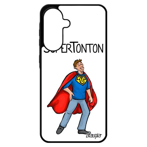 Coque Silicone Super Tonton Pour Galaxy A56 5g Bumper Texte Solide Oncle Dessin Comique Comics Humour Antichoc Blanc Etui Enfant Pour Samsung