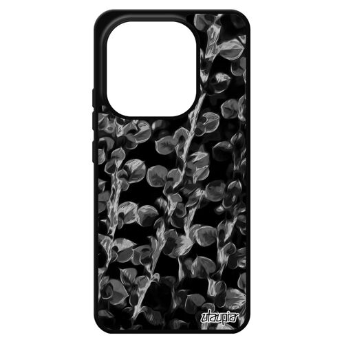 Coque Silicone Redmi Note 14 4g Europe Motif Feuilles Gris Design Fleurs Housse Jolie Mobile Floral Noir Pas Cher Plantes De Pour Xiaomi