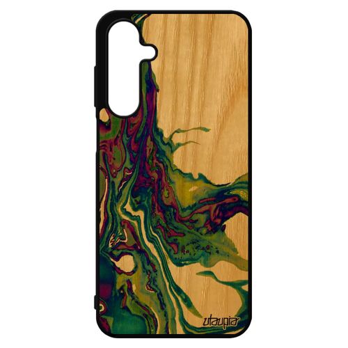 Coque Pour Samsung A16 4g 5g Bois Veritable Silicone Peinture Jaune Color¿ Texture Housse Decoratif Cover Artisanal Mobile Art De Pour Galaxy