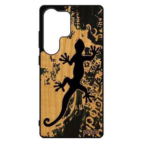 Coque Silicone Pour Samsung Galaxy S25 Ultra Bois Salamandre Street Art Cadeau D'anniversaire Mobile Animaux Lezard Inscription Portable
