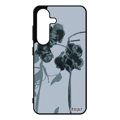 Coque Orchid¿E Fleur Telephone Pour Samsung S25 Silicone Tropical Antichoc Couleur Peinture Gris Amour Love Floral Fantaisie Pour Galaxy