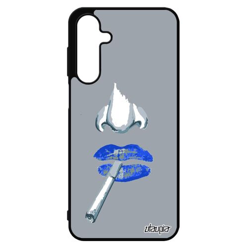 Coque A16 4g 5g Silicone Fumeuse Caoutchouc Cigarette Levres Rigide Housse Femme Bisou Bleu Abstrait Portable Bouche Pour Samsung Galaxy