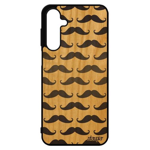 Coque Bois Moustache Pour Samsung A16 4g 5g Silicone Pipe Dessin Fr¿Ne Chapeau Melon Smartphone De Protection Made In France Pour Galaxy