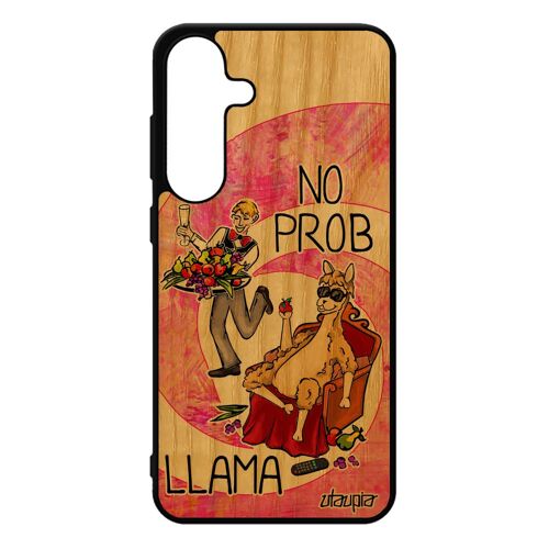 Coque No Prob Lama Antichoc Pour Samsung Galaxy S25+ Plus Bois Silicone Bande Dessin¿E Animal Rose 5g Smartphone Gel Cartoon Humour Texte