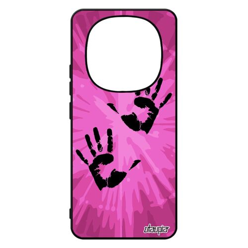 Coque Redmi Note 14 Pro/14 Pro+ Plus 5g Silicone Empreinte Main Smartphone Case Original Deux Peinture Soleil Rose Etui Femme Pour Xiaomi