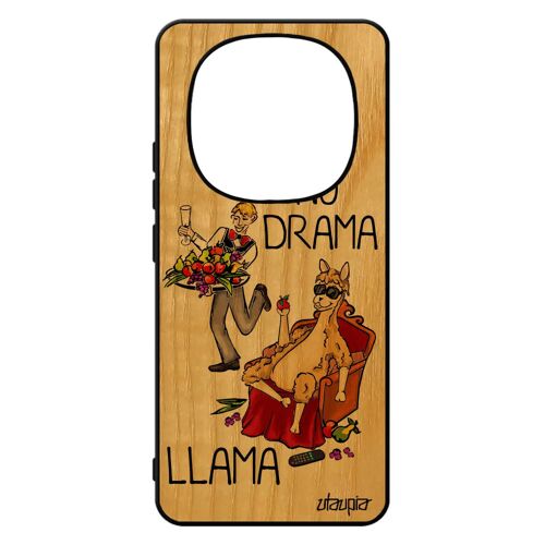 Coque Silicone No Drama Lama Antichoc Pour Xiaomi Redmi Note 14 Pro/14 Pro+ Plus 5g Bois Rouge Cartoon Design Souple Bumper Drole Texte