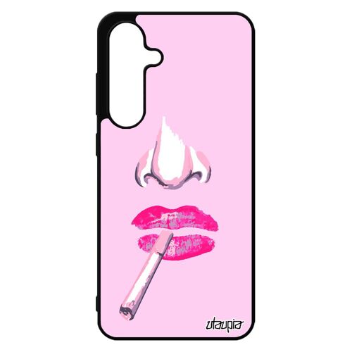 Coque Pour Samsung S24 Fe Silicone Visage Smack Femme Rose Levres Original Cigarette Abstrait Antichoc Case Clope Glamour 4g De Pour Galaxy