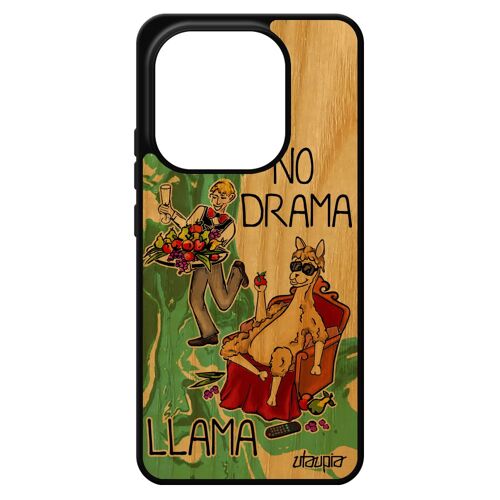 Coque Redmi Note 14 4g Europe En Bois Silicone No Drama Lama Texte Llama Dessin Souple Dramalama 4g De Protection Drole Vert Pour Xiaomi