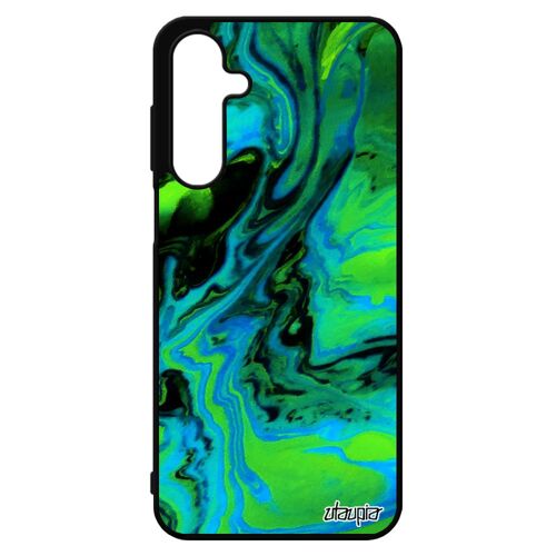 Coque Pour Samsung Galaxy A16 4g 5g Silicone Peinture Matiere Contemporain Design Noir Marbre Authentique Mobile Etui Fond Effet Vert De