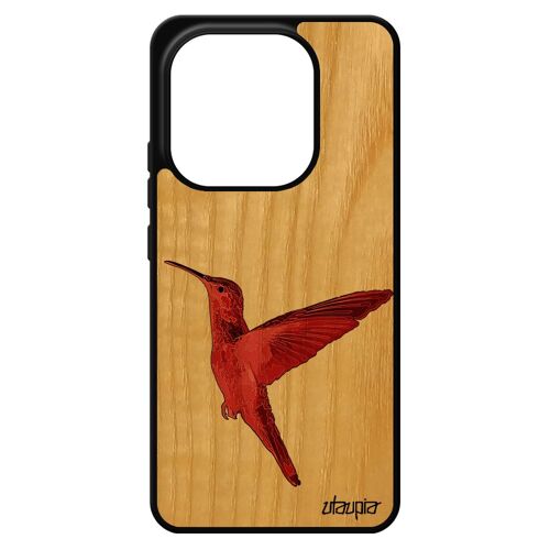 Coque Colibri Pour Xiaomi Redmi Note 14 4g Europe Bois Silicone De Protection Etui Design Ecologie Dessin Animaux Peinture Animal Cover