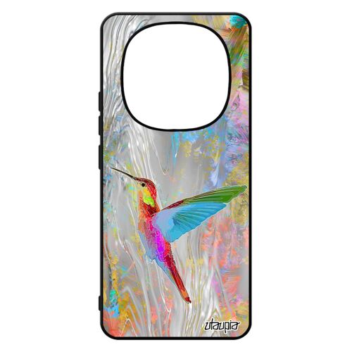 Coque Silicone Pour Xiaomi Redmi Note 14 Pro/14 Pro+ Plus 5g Colibri Fleurs Animal Design Plumes Ecologie Gris Oiseau 4g Dessin Floral De