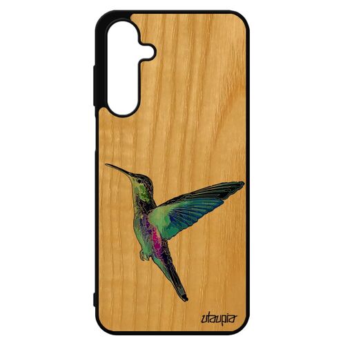 Coque Silicone Pour Samsung A16 4g 5g En Bois Colibri Telephone Peinture 4g Nature Oiseau Design Violet Ecologie Antichoc Animaux Pour Galaxy
