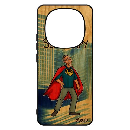 Coque Bois Silicone Pour Xiaomi Redmi Note 14 Pro/14 Pro+ Plus 5g Super Papy Noir Bande Dessin¿E Heros Enfant Bleu Mobile Antichoc Texte