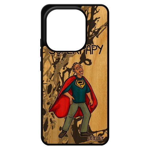 Coque Bois Super Papy Pour Redmi Note 14 4g Europe Silicone Bebe Portable Grand Pere Texte Comics Gris Motif Rigide Humour De Pour Xiaomi