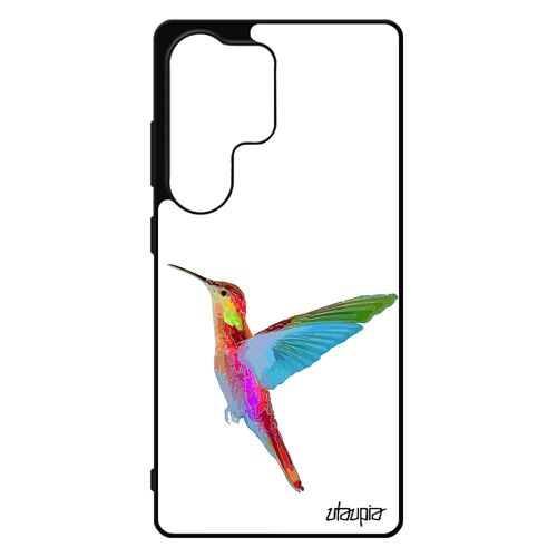 Coque Pour Samsung S25 Ultra Silicone Colibri Orange Oiseau Nature Solide Noir Antichoc Fleurs Animal Ecologie Design Floral Pour Galaxy