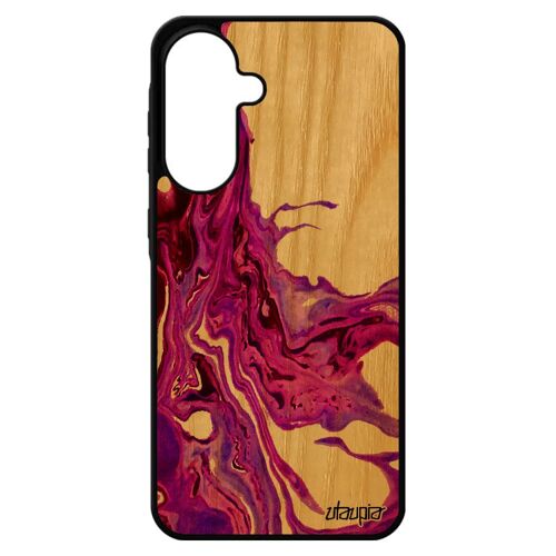 Coque Pour Galaxy A56 5g Bois Silicone Peinture Acrylique Case Motif Etui Matiere Sm-A5660 Fait Main Authentique 4g Bumper Pour Samsung