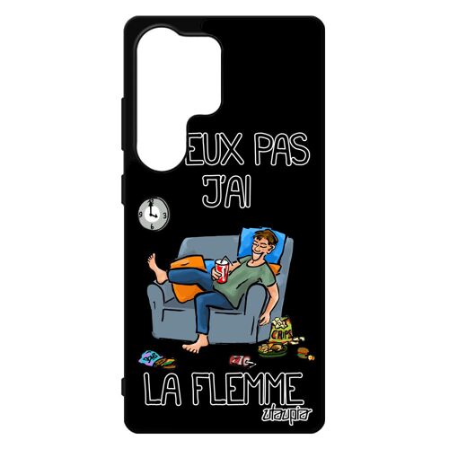 Coque Pour Galaxy S25 Ultra Silicone J'peux Pas J'ai La Flemme Drole Feignant Telephone Personnalis¿ Humoristique Texte Noir Je Pour Samsung