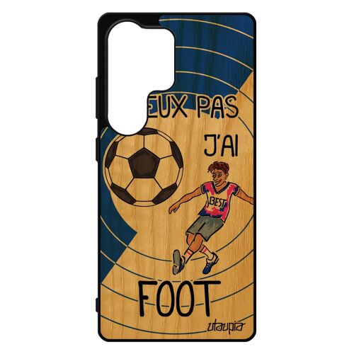 Coque Pour S25 Ultra Bois Naturel Silicone J'peux Pas J'ai Foot Drole Humour Bleu Humoristique Coupe Du Monde Etui De Pour Samsung Galaxy