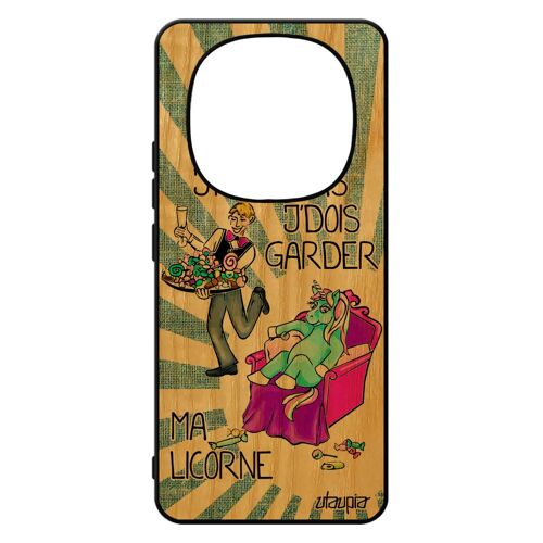 Coque Redmi Note 14 Pro/14 Pro+ Plus 5g Bois Silicone J'peux Pas J'dois Garder Ma Licorne Comique Case Animal Texte Telephone Pour Xiaomi