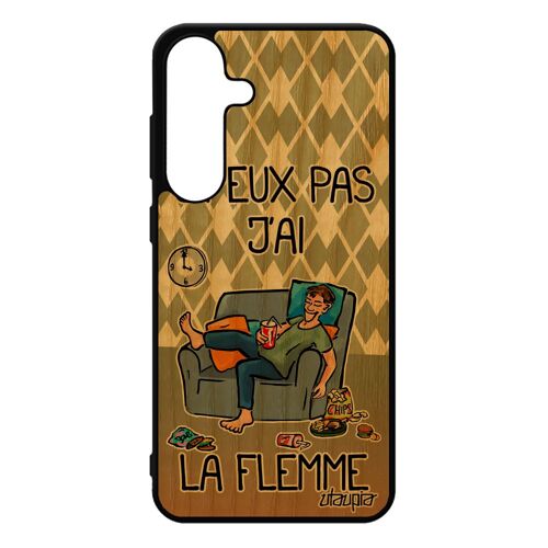 Coque S25+ Plus En Bois Silicone J'peux Pas J'ai La Flemme Feignant Humoristique Jpeux Bd Noir Drole Texte Fr¿Ne Tpu Pour Samsung Galaxy