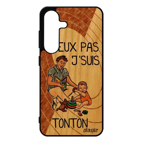 Coque Pour Galaxy S25 En Bois Silicone Je Peux Pas J'suis Tonton Case Oncle Famille Enfant Smartphone Drole Jpeux Marron Bd Pour Samsung