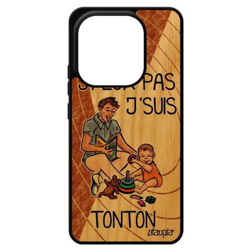 Coque Bois Pour Redmi Note 14 4g Europe Silicone Je Peux Pas J'suis Tonton Famille Marron Etui Tpu Humoristique Drole Rigide Pour Xiaomi