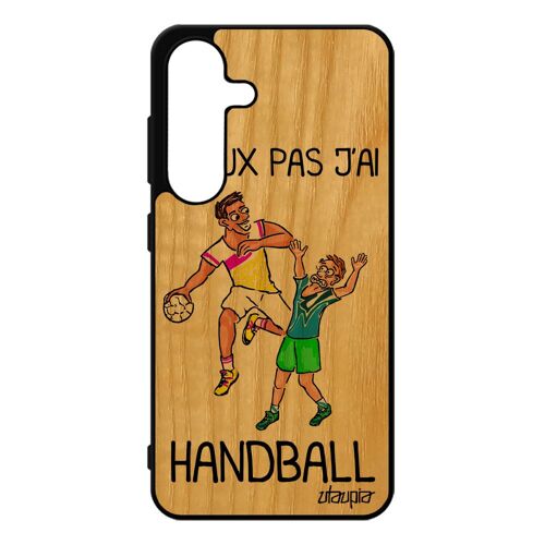 Coque S25 Vrai Bois Silicone J'peux Pas J'ai Handball Sport Bd Hand Tpu Drole Comique Mondial Mobile Noir Case Humour Pour Samsung Galaxy