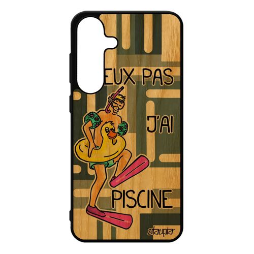 Coque Bois Antichoc Pour Samsung Galaxy S25+ Plus Silicone J'peux Pas J'ai Piscine Humoristique Comique Cover 4g Humour Sport Gris Housse