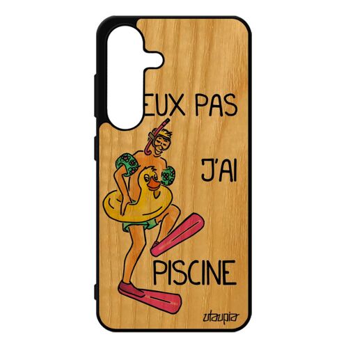 Coque Pour Samsung S25 En Bois Veritable Silicone J'peux Pas J'ai Piscine Natation Bd Vert De Protection 4g Portable Sport Drole Pour Galaxy