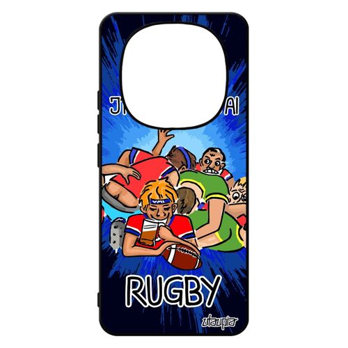 Coque Pour Xiaomi Redmi Note 14 Pro/14 Pro+ Plus 5g Silicone J'peux Pas J'ai Rugby Comique Dessin Gel Bleu Smartphone Humoristique Etui