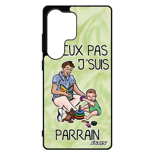 Coque S25 Ultra Silicone J'peux Pas J'suis Parrain Jpeux Je Naissance Fille Drole Cover Humour Aluminium Noir Bd Vert Pour Samsung Galaxy