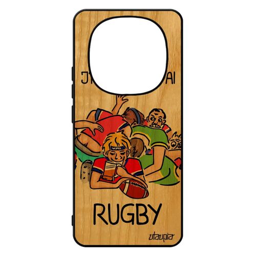 Coque Pour Xiaomi 14 Pro+ Plus 5g /Redmi Note 14 Pro Bois Silicone J'peux Pas J'ai Rugby Bd Housse Rouge Humoristique Smartphone Humour