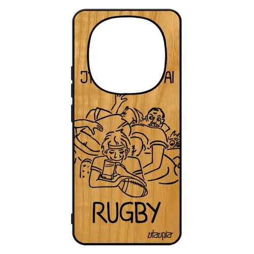 Coque Bois Silicone Pour Xiaomi 14 Pro+ Plus 5g /Redmi Note 14 Pro J'peux Pas J'ai Rugby Telephone Mondial Humoristique Comique Antichoc