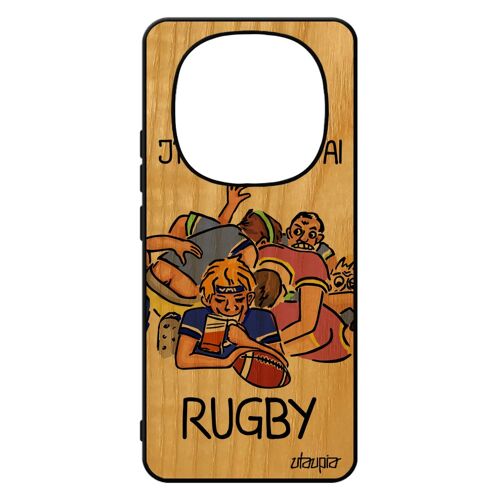 Coque Pour Pour Xiaomi Redmi Note 14 Pro/14 Pro+ Plus 5g En Bois Silicone Jpeux Pas J'ai Rugby Tpu Drole 4g Humour Bleu Humoristique Noir
