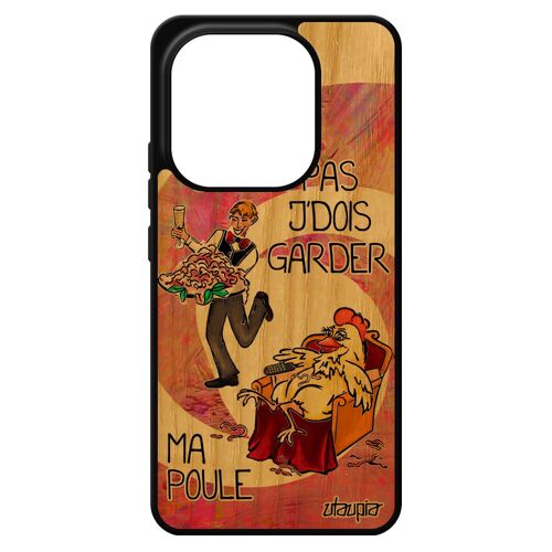 Coque Bois J'peux Pas J'dois Garder Ma Poule Redmi Note 14 4g Europe Silicone Humoristique Animaux Maman Texte Je Jpeux Coq Pour Xiaomi