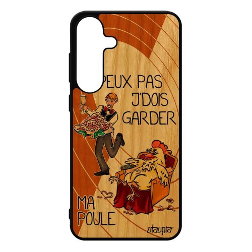 Coque Pour Galaxy S25+ Plus Bois Silicone Je Peux Pas J'dois Garder Ma Poule Bd Noir Orange Animaux Personnalis¿ Drole Humour Coq Pour Samsung