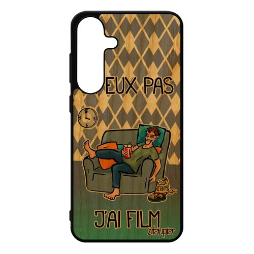 Coque S25+ Plus Bois Silicone J'peux Pas J'ai Film Noir Cinema Mobile Bleu Dessin Anim¿ 7e Art Texte Comique Je Drole Pour Samsung Galaxy